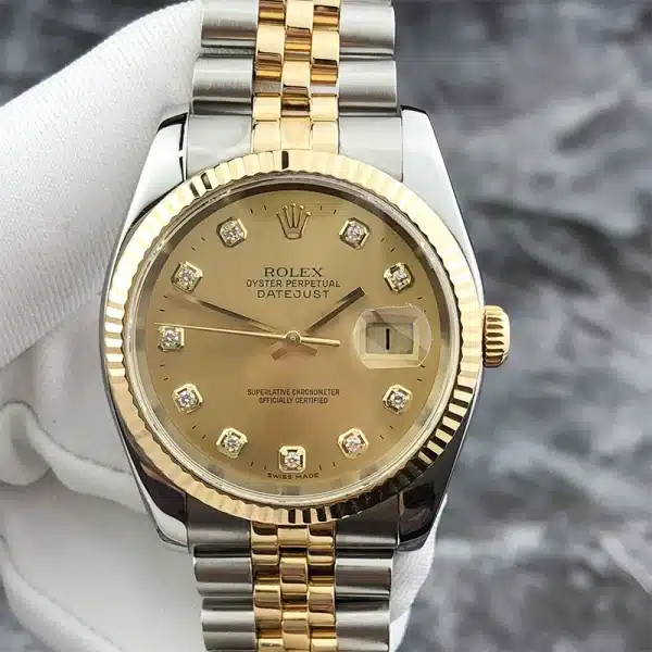 ⁦Rolex Datejust Series Gold Champagne Tray 3135 Movement Automatic Mechanical Men's Watch⁩ - الصورة ⁦2⁩