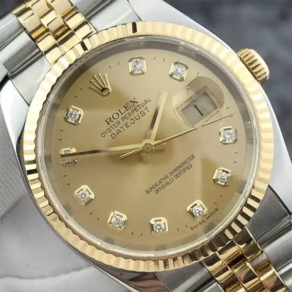 ⁦Rolex Datejust Series Gold Champagne Tray 3135 Movement Automatic Mechanical Men's Watch⁩ - الصورة ⁦3⁩