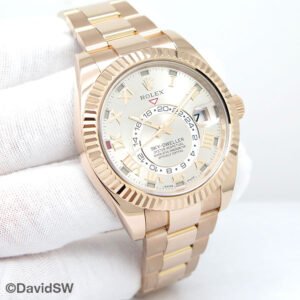 Rolex 326935 Skydweller 18K Rose Gold with Sundust Roman Dial on Oyster