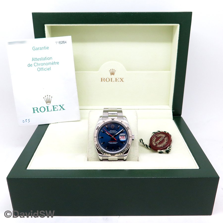 Rolex 116264 Datejust Turn-O-Graph with Blue Dial on Oyster - Image 2