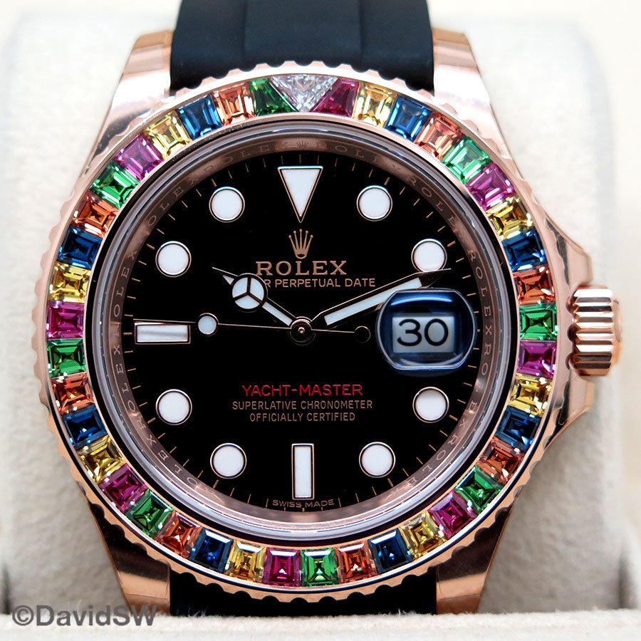 Rolex 116695 Yachtmaster 18K Rose Gold with Gem Set Bezel - Image 3