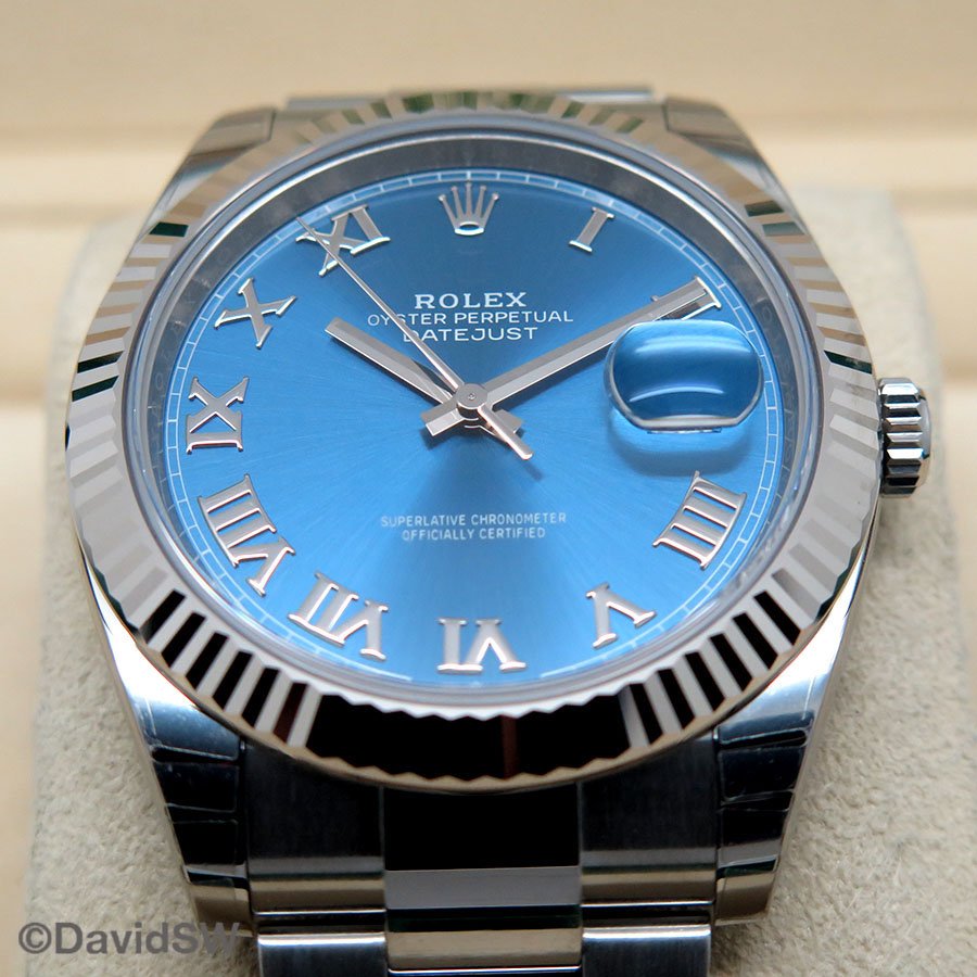 Rolex 126334 Datejust 41 with Azzurro Blue Roman Dial on Oyster (New Old Stock) - Image 3