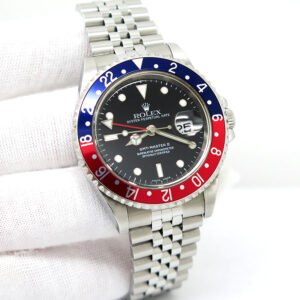 Rolex 16710 GMT Master II with Red & Blue Bezel on Jubilee