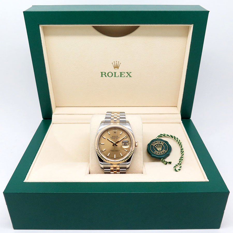 Rolex 116233 Datejust 18K/SS with Champagne Stick Dial on Jubilee - Image 2