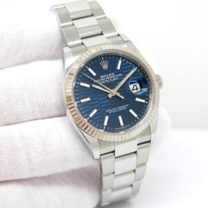 Rolex 126234 Datejust with Blue Fluted Motif Dial on Oyster