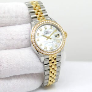 Rolex 279383RBR Datejust 18K/SS with Mother of Pearl Diamond Dial and Diamond Bezel on Jubilee