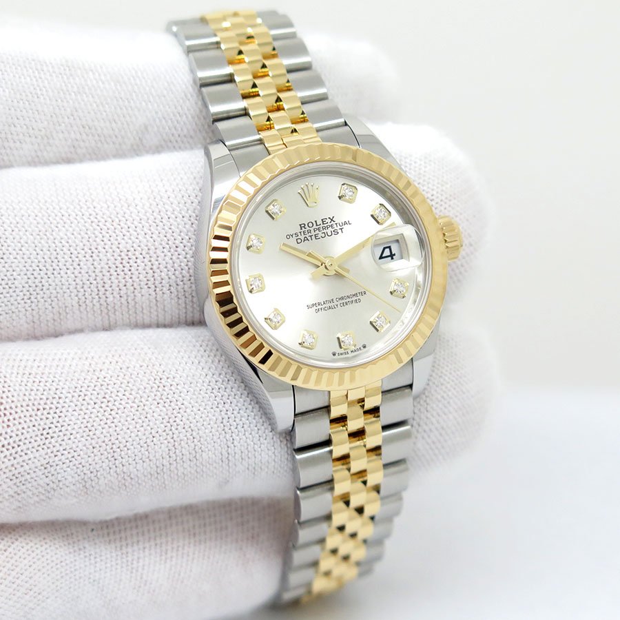 Rolex 279173 Datejust 18K/SS with Silver Diamond Dial on Jubilee