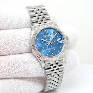 Rolex 278274 Datejust with Blue Floral Motif Diamond Dial on Jubilee